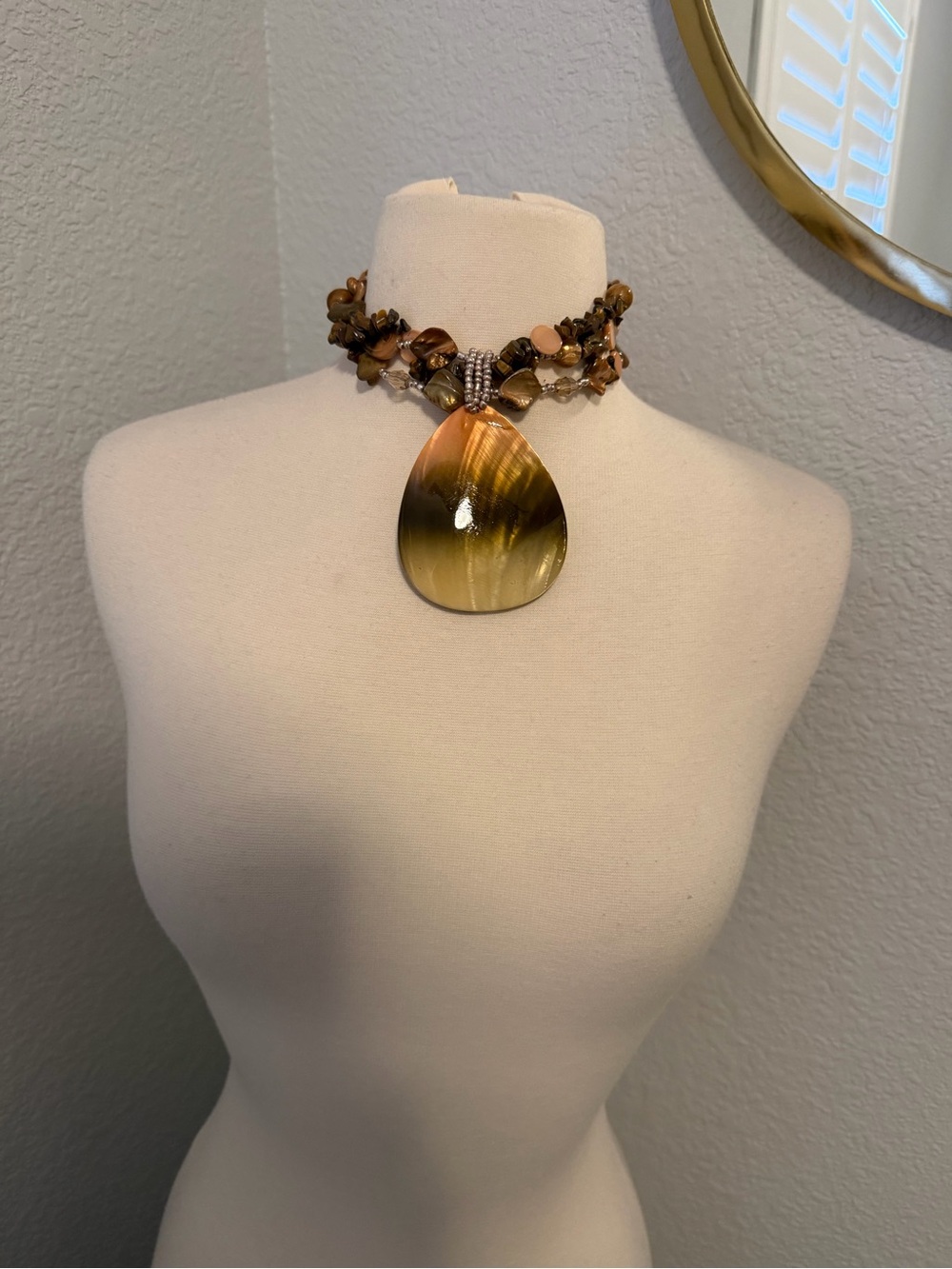 Sonoma Brown and Gold Teardrop Pendant Choker & Earrings